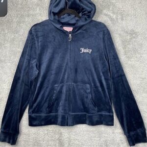 Juicy Couture Navy Blue Velour Hoodie large
